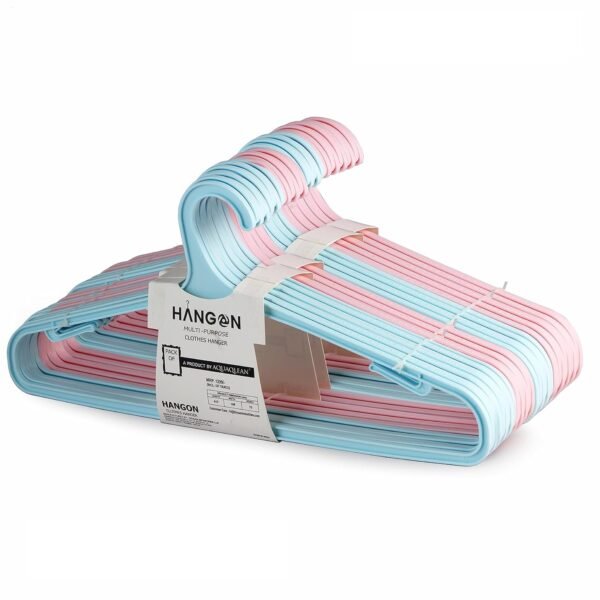 Hangon Hangers for Clothes, Perfect Hangers for Wardrobe Management, Space Saving Hanger for Clothes Hanging Needs,Pack of 36,15 Pink & 15 Blue.