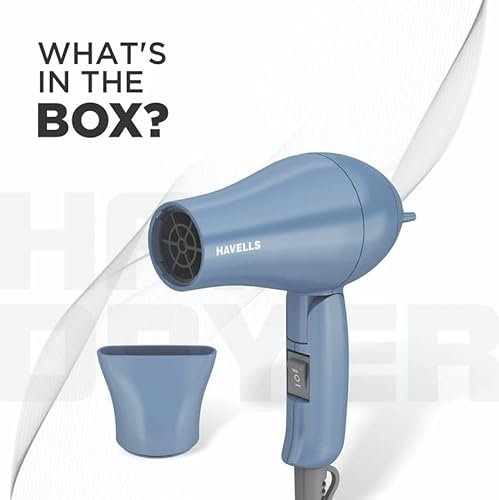 Havells 1000W Foldable Hair Dryer | 2 Heat Settings (Hot/Warm) | Heat Balance Technology | Pastel Blue | Your Perfect Blow Dry Companion For Effortless Hair Styling | HD1835