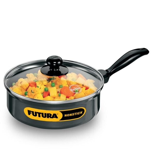 Hawkins Futura Nonstick Curry Pan (Saute Pan) 2 L, 20 cm, 3.25 mm with Glass Lid NCP20G
