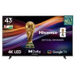 Hisense 108 cm (43 inches) E6N Series 4K Ultra HD Smart LED Google TV 43E6N (Black)