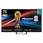 Hisense 189 cm (75 Inches) 4K QLED Mini-LED Smart TV | 900 NITS Peak Brightness | 144Hz Game Mode | Dolby Vision IQ, Dolby Atmos | 2.1 CH 40W Speakers (Built-in Subwoofer) | VIDAA OS | 75U7Q (Black)