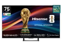 Hisense 189 cm (75 Inches) 4K QLED Mini-LED Smart TV | 900 NITS Peak Brightness | 144Hz Game Mode | Dolby Vision IQ, Dolby Atmos | 2.1 CH 40W Speakers (Built-in Subwoofer) | VIDAA OS | 75U7Q (Black)