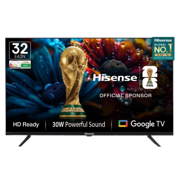 Hisense 80 cm (32 inches) E43N Series HD Ready Smart Google LED TV 32E43N (Black)