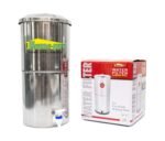 Home-Pro - Gravity Water Filter and Purifier | 30 Liters Total Capacity (15L Bottom & 15L Top) Made with Stainless Steel |Includes 4 Creamic Candle and Food Grade Plastic Tape