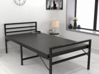 Honey Touch Jasper Folding Bed Single for Sleeping with Mattress | No Assembly Required | Foldable Bed for Sleeping/Guests/Rented Apartments/Bedroom (3ft x 6ft, Black)