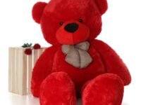 Hug 'n' Feel 4 Feet Red Teddy Bear | Giant Soft Plush Stuffed Animal Toy | Ultra Soft, Cuddly & Huggable Gift for Kids, Girls, Boys | Perfect for Birthday, Anniversary, Valentine’s Day