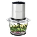 INALSA Electric Chopper for Kitchen&Meat Grinder with 1.5 Extra Large Capacity Glass Bowl|Pure Copper 500Watt Motor|2 Speed Settings|Stainless Steel Double Layer Blade|Quick Chopping (Multi Chop)