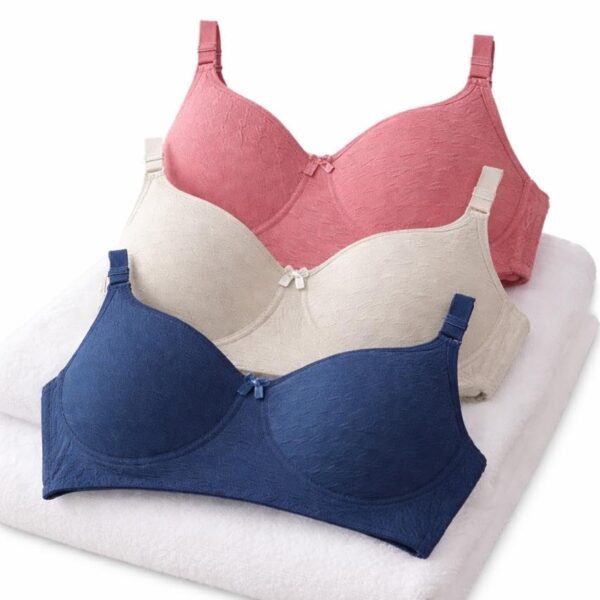 Imsa Moda Women's Cotton Lightly Padded Non-Wired Full Coverage Everyday Bra (Pack of 3) | Comfortable Multicolor Bra