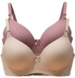 Imsa Moda Women's Nylon Lycra Lightly Padded Full Coverage Wirefree T-Shirt Bra Combo Pack of 2