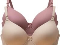 Imsa Moda Women's Nylon Lycra Lightly Padded Full Coverage Wirefree T-Shirt Bra Combo Pack of 2