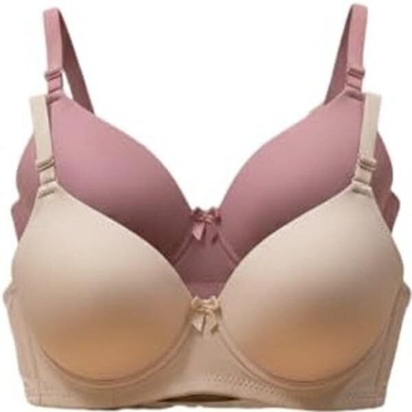 Imsa Moda Women's Nylon Lycra Lightly Padded Full Coverage Wirefree T-Shirt Bra Combo Pack of 2