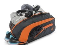 Jake 3-in-1 Gym Duffel Bag | 31L | Convertible Duffel + Backpack + Shoulder Bag | 420D Dobby Polyester | Gym, Travel & Sports | Dedicated Shoe Compartment, Anti-Theft Pocket (Black & Orange)