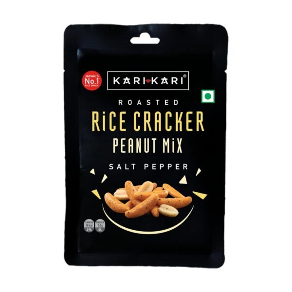 Kari Kari Salt Pepper Rice Cracker & Peanut Mix | Crunchy Japanese Snacks | Roasted, Non-Fried Healthy Snacks | 100% Vegetarian | Party Snacks (20g x Pack of 1)