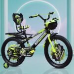 Kidsmate Star Ride 20T Kids Bicycle with Training Wheels | Cycle for Kids Featuring Front Basket, Adjustable Seat & Strong Steel Frame | Perfect First Ride Kids Cycle for 7-10 Years - Neon Green