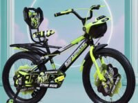 Kidsmate Star Ride 20T Kids Bicycle with Training Wheels | Cycle for Kids Featuring Front Basket, Adjustable Seat & Strong Steel Frame | Perfect First Ride Kids Cycle for 7-10 Years - Neon Green