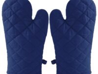 Kuber Industries Heat Resistant Cotton Kitchen Oven Mitt Microwave Gloves, Set of 2 (Blue)-HS43KUBMART26080, Standard