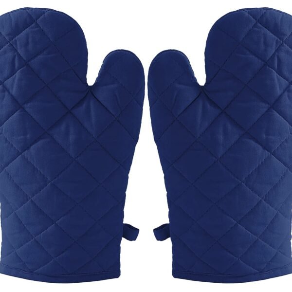 Kuber Industries Heat Resistant Cotton Kitchen Oven Mitt Microwave Gloves, Set of 2 (Blue)-HS43KUBMART26080, Standard