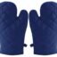 Kuber Industries Heat Resistant Cotton Kitchen Oven Mitt Microwave Gloves, Set of 2 (Blue)-HS43KUBMART26080, Standard
