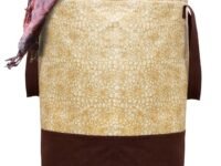 Kuber Industries Round Laundry Basket For clothes|Non Woven Laundry Bag|Metalic Print Foldable Toy Storage Organizer|Reinforced Handle With Sturdy Base 45 LTR (Beige)