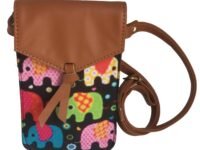 LADIES MOBILE SLING BAGS POUCH IN CLOTH FOR GIRLS/WOMEN (ELEPHANT PRINT)
