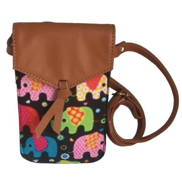 LADIES MOBILE SLING BAGS POUCH IN CLOTH FOR GIRLS/WOMEN (ELEPHANT PRINT)