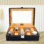 LEDO Faux Leather Men's and Women's Watch Box Organizer Case In 10 Slots of watches In Black color (BlackandCream)