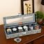 LEDO Luxury Watch Box Organizer Case with 6 Slots, PU Leather, Gray, Transparent Display, Soft Cushion Interior, Metal Clasp Lock, Perfect for Men and Women