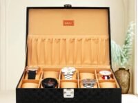 LEDO Men's and Women's PU Leather Watch Box Organizer Case in Royal Black Color with 10 Slots of Watches