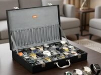LEDO Men's and Women's Watch Box Organizer Case In 24 Slots of watches In Black color with Gray Velvet