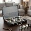 LEDO Men's and Women's Watch Box Organizer Case In 24 Slots of watches In Black color with Gray Velvet