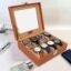 LEDO Watch Box Holder Organizer Case in 8 slots of Watches with Transparent Look Tan & Cream color Velvet