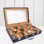 LEDO Watch Box Organizer with 24 Slots, PU Leather Case, Transparent Display, Blue and Cream Interior, Metal Clasp Lock, Rectangular Storage for Men and Women