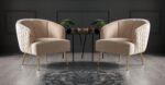 LSGF Modern Gold Leg Accent Chair (Set of 2 Chairs, Light Pink)