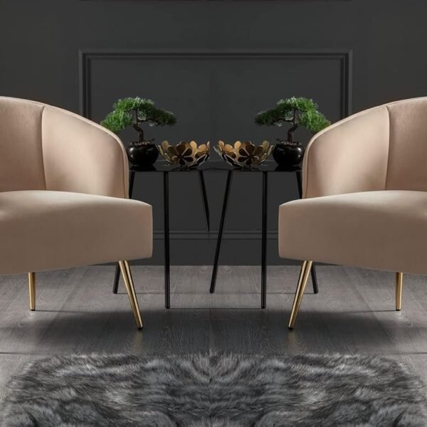 LSGF Modern Gold Leg Accent Chair (Set of 2 Chairs, Light Pink)