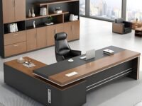 Lakdi Director & Executive L-Shape Office Table Luxury Desk Made in Particle Board with Side Unit, 3 Drawer and Storage Wire Manager and Cup Storage - Brown - LDL-624_RFT