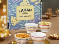 Larah by BOROSIL Boho & Rhythm Opalware 4 pc Snack Bowl Set | 515 ml x 4 Pasta Bowl Set | Microwave & Dishwasher Safe, Bone-Ash Free | Crockery Set Ideal for Daily Use & Gifting, White