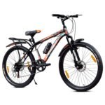 Leader Beast 24T IBC Premium 7 Speed Cycle for Kids with inbuilt Carrier | Gear Bicycle with Front Suspension & Dual Disc Brakes | Ideal for 10+ Years - Matt Black