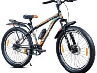 Leader Beast 26 x 300 IBC Single Speed Fat Bike/Cycle for Men with inbuilt Carrier | Hybrid Cycle/City Bike with Front Suspension & Dual Disc Brake Bicycle | Ideal for 10+ Years - Matt Black