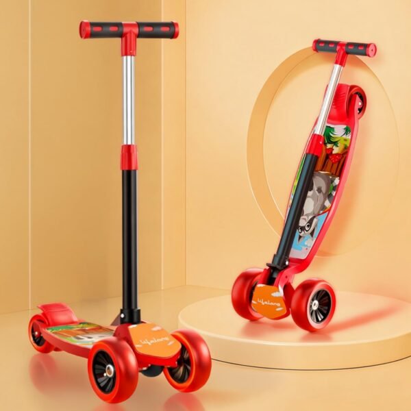 Lifelong Kick Scooter with Adjustable Height - Foldable - Skate for Kids with PVC Wheel - Max User weight-50 kg, Red & Black, 6 Months Manufacturer's Warranty, LLKS02