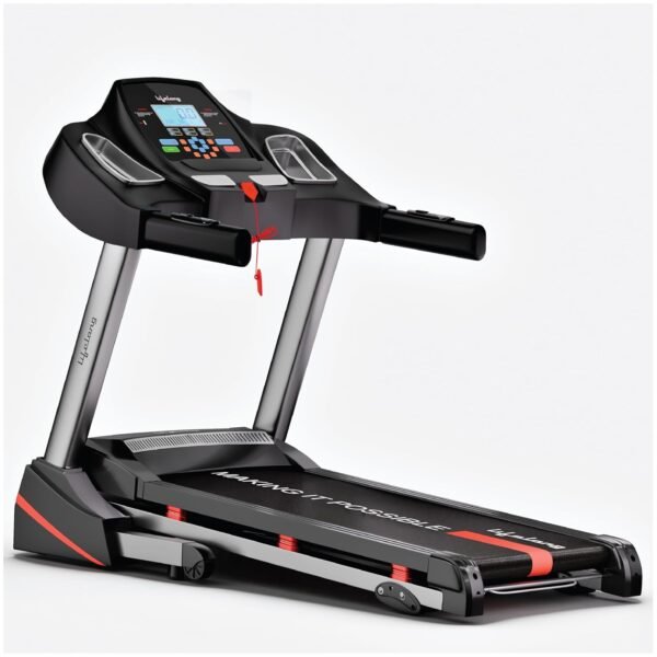 Lifelong LLTM153 Fit Pro 4.5 HP Peak Motorised with LCD Display, Max Speed 14km/hr| Max User Weight 110Kg, Heart Rate Sensor, Manual Incline, Speaker|Treadmill for Home | Black