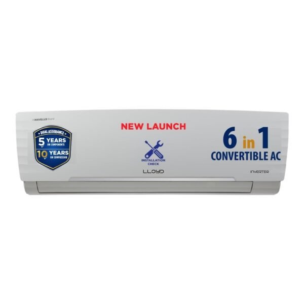 Lloyd 1.5 Ton 3 Star Inverter Split AC (6 in 1 Convertible, Cools Even at 52°C, Turbo Cool, Anti Corrosion Coating, 100% Copper, White, GLS18I3FWGSC)
