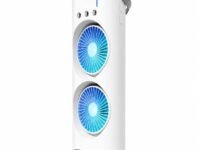MIKANIX Mini Dual Air Fan Cooler | Mist Spray with 3 Wind Speed Mode | 90° Adjustable Rotation for Room, Kitchen, Home & Office Desk with USB Cable