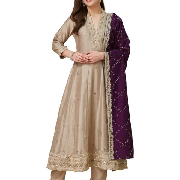 MOKOSH Women's Silk Embroidered Kurta Pant Dupatta Set