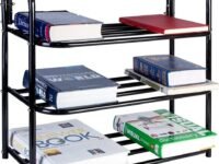 Metal Foldable Open Book Shelf, Book Shelve Book Case, Book Rack, Book Storage Rack for Study Room (Set of 1 ,Black)