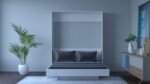 Modern Wall Mounted Single Bed 5 x 6 Size Plywood DIY Folding Cabinet Easy to Assemble Vertical with Bed Fittings Kit White Color
