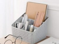 Multipurpose Desk Organizer Plastic Pen Pencil Stand with 5 Compartments Remote Holder Mobile Stand Stationery Organizer Spoon Holder Dressing Table Organizer for Home Office Kitchen