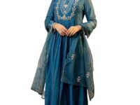Nermosa Women Embroidery Solid A-Line Kurta and Pant Set with Dupatta