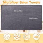 Newwiee 72 Pack Bleach Proof Towels Bulk for Salon Hair Microfiber Towels 18 x 30 Inch Dry Lint Free Hair Drying Salon Towel Hand Towels for Hair, Gym, Bath, Spa, Shaving, Barber (Grey)