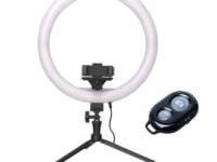 Osaka® 14Inch Professional LED Ring Light 15W Dimmable Lighting with Table Tripod & Bluetooth Remote 2 Color Modes for Photo & Video Shoot Live Stream Makeup Compatible with Smartphone and Cameras.
