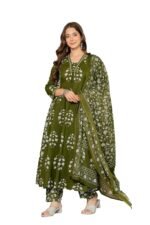PARTHVI Women's Pure Cotton Block Printed Ethnic Wear Kurta & Palazzo Pants & Dupatta Set